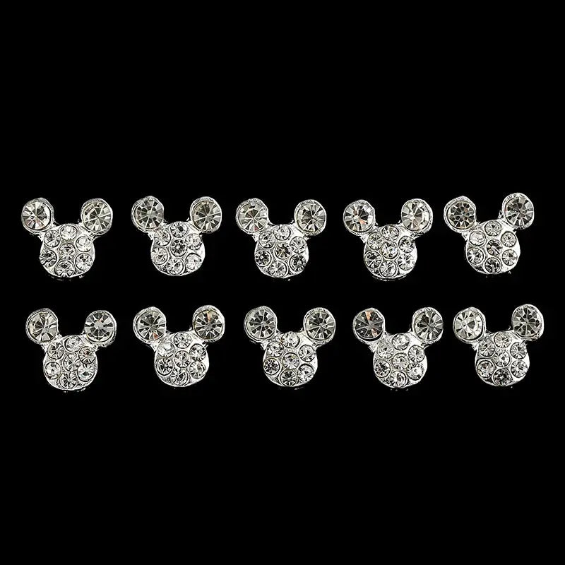 10 Pcs High Quality Glitter Full Drill Mouse Nial Art Decorations Alloy Rhinestones 3d Nail Jewelry Charms For Nails Couture Cozy