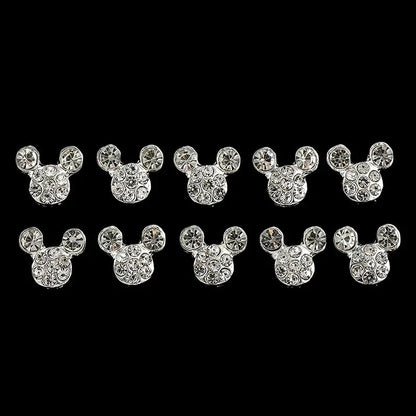 10 Pcs High Quality Glitter Full Drill Mouse Nial Art Decorations Alloy Rhinestones 3d Nail Jewelry Charms For Nails Couture Cozy