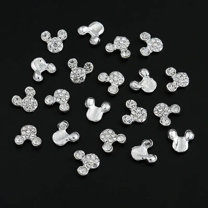 10 Pcs High Quality Glitter Full Drill Mouse Nial Art Decorations Alloy Rhinestones 3d Nail Jewelry Charms For Nails Couture Cozy