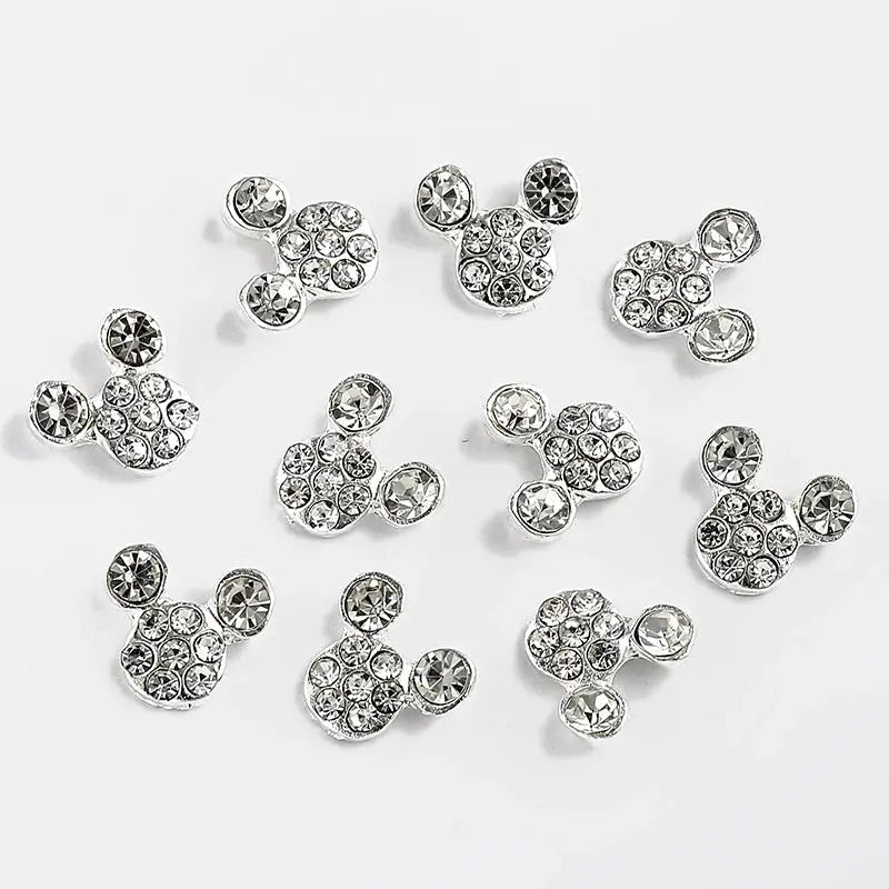 10 Pcs High Quality Glitter Full Drill Mouse Nial Art Decorations Alloy Rhinestones 3d Nail Jewelry Charms For Nails Couture Cozy