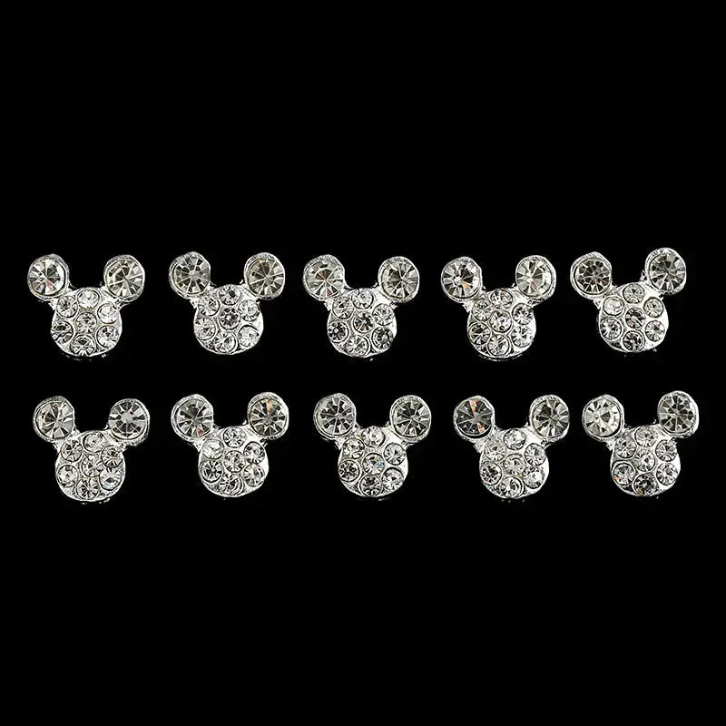 10 Pcs High Quality Glitter Full Drill Mouse Nial Art Decorations Alloy Rhinestones 3d Nail Jewelry Charms For Nails - Couture Cozy