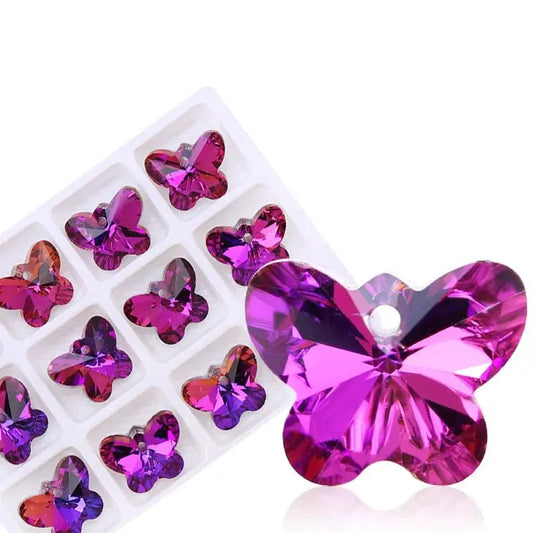 10pcs14mm New Butterfly Pendant Beads Glass butterfly Charms Gems Crystal for Fashion Women DIY Jewelery Making Earring Necklace