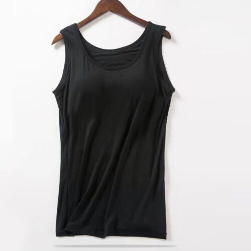 Women Vest Camisole with Built in Shelf Bra Tank Top Comfort Cotton Si Couture Cozy