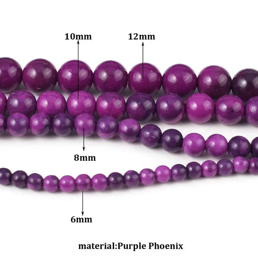 Natural Purple Phoenix Stone 4/6/8/10/12mm Beads Spacer Beads for Jewelery Making Supplies DIY Women Necklace Bracelet Accessory