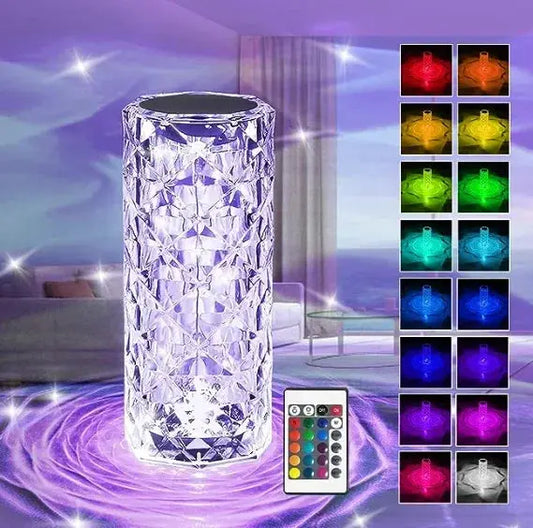 3/16 RGB Colors LED Crystal Table Lamp Rose Light Projector USB Touch Adjustable Romantic Diamond Atmosphere Night Light  Home