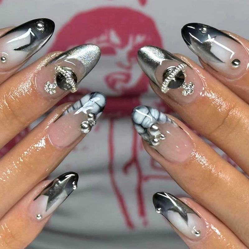 Wear Nail Tip French Silver Powder XINGX Queen Mother Rhinestone Nails Patch Nail Stickers - Couture Cozy