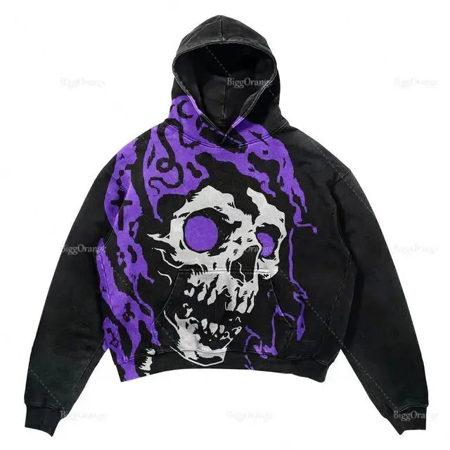 2022 New Grunge Long Gothic Spider Print Oversize Zip Up Hoodies Sleeve Sweatshirt Men Punk Harajuku Loose Coat Streetwear Couture Cozy