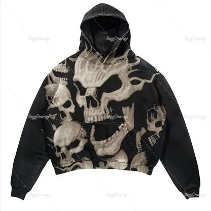 2022 New Grunge Long Gothic Spider Print Oversize Zip Up Hoodies Sleeve Sweatshirt Men Punk Harajuku Loose Coat Streetwear Couture Cozy