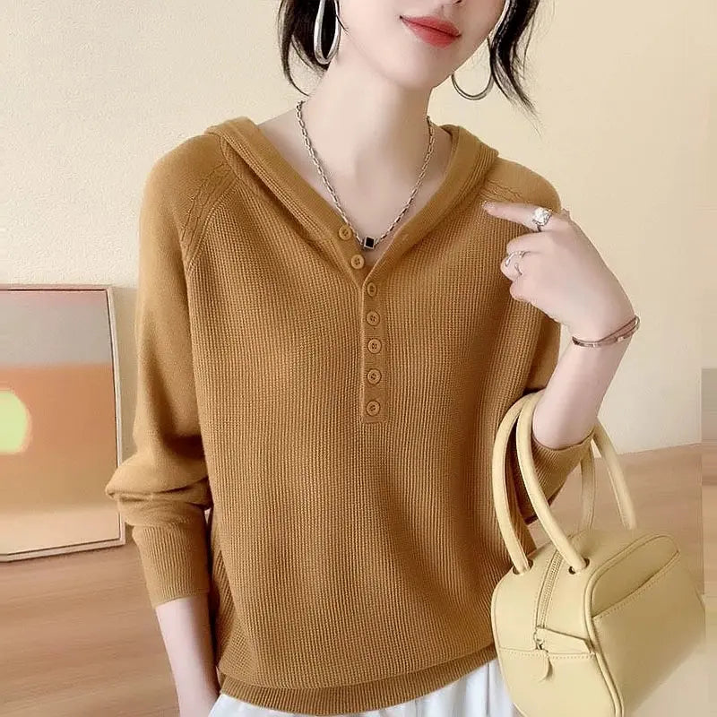 2023 New Knitwear Beautiful French Hooded Sweater