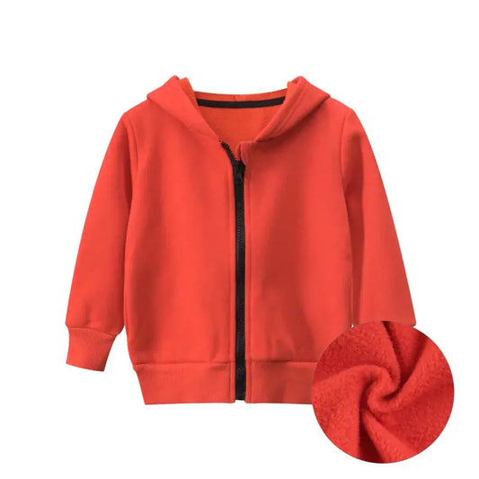 2023 Spring Winter Solid Hoodie Clothes for Boys Girls Cotton Zipper Villus Casual Simplified Coat Sweatshirt Clothing Couture Cozy