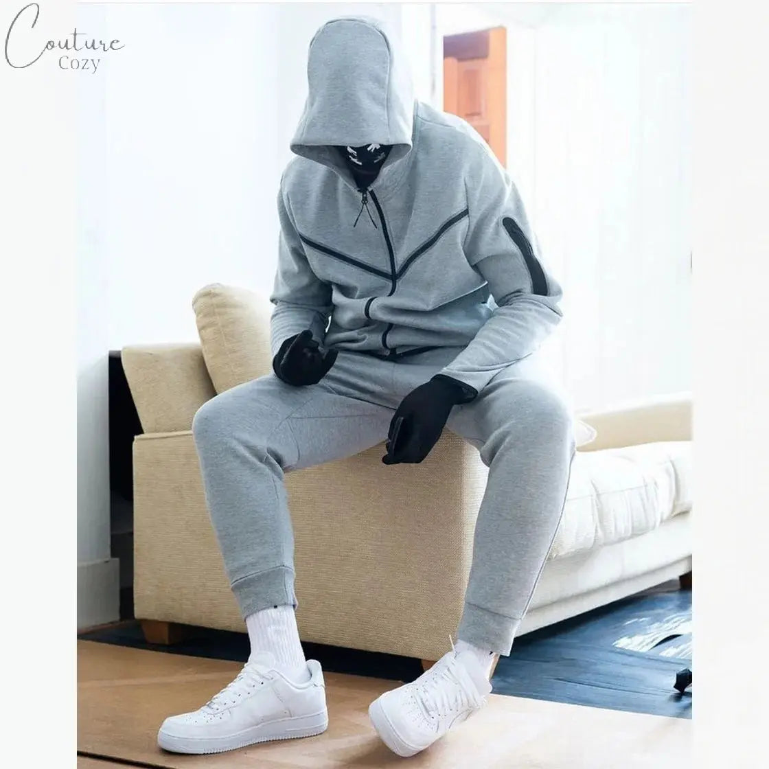 2024 Men Tracksuits 2 Piece Set Black Sports Suit Jogging Men New Brand Designer Style Tech Sweatpants Black Techwear Polyester Couture Cozy