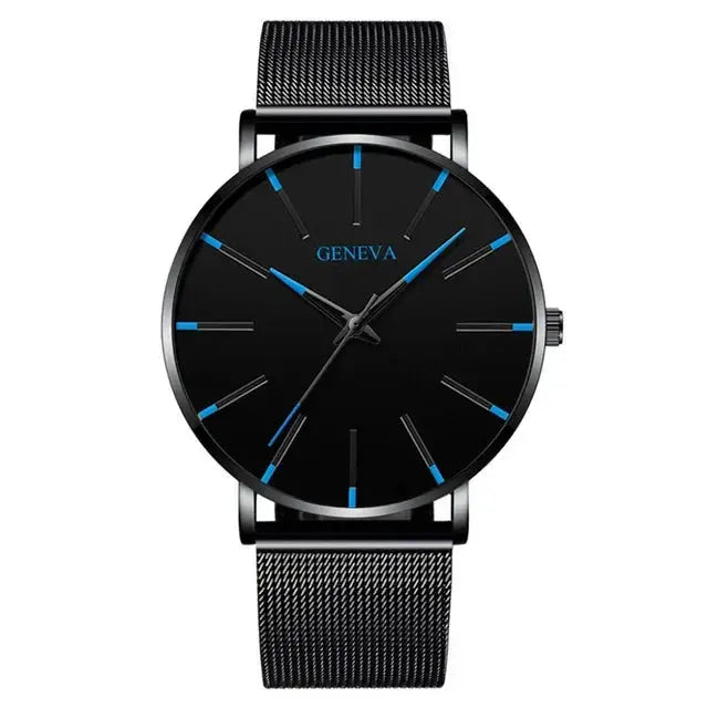 2024 New Mens Fashion Watches Luxury Ultra Thin Stainless Steel Mesh Strap Quartz Watch Rose Gold Men Watch Gifts Reloj Hombre