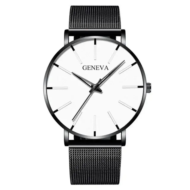 2024 New Mens Fashion Watches Luxury Ultra Thin Stainless Steel Mesh Strap Quartz Watch Rose Gold Men Watch Gifts Reloj Hombre