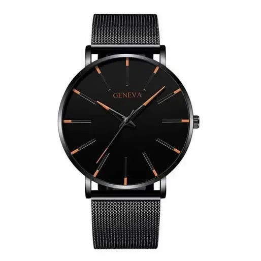 2024 New Mens Fashion Watches Luxury Ultra Thin Stainless Steel Mesh Strap Quartz Watch Rose Gold Men Watch Gifts Reloj Hombre