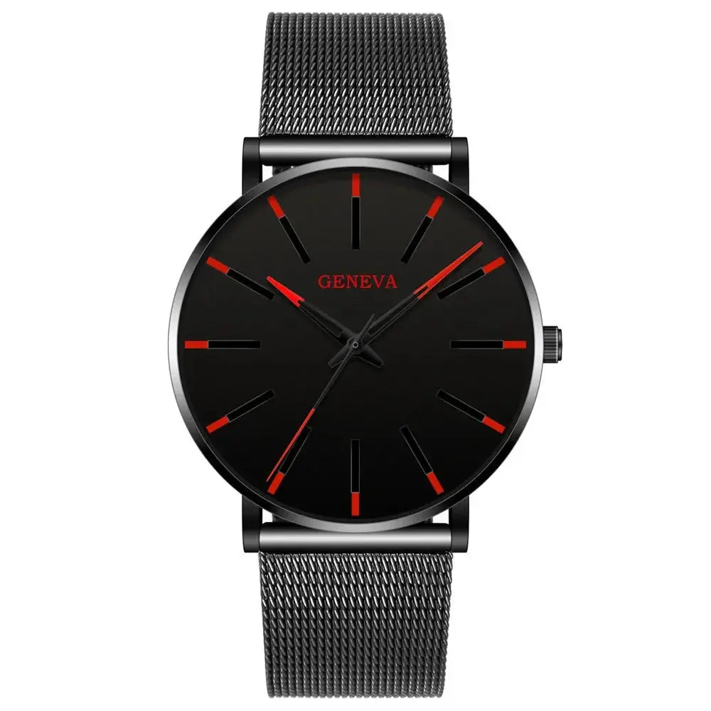 2024 New Mens Fashion Watches Luxury Ultra Thin Stainless Steel Mesh Strap Quartz Watch Rose Gold Men Watch Gifts Reloj Hombre