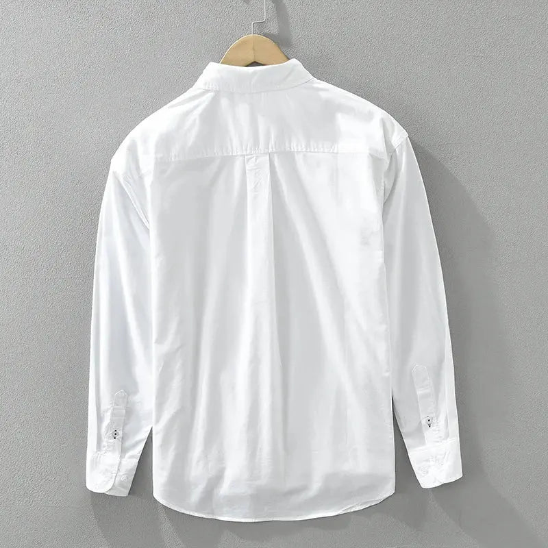 2024 Spring New White Patchwork Shirt for Men Cotton Loose Long Sleeve Shirts Fashion Men's Clothing Couture Cozy