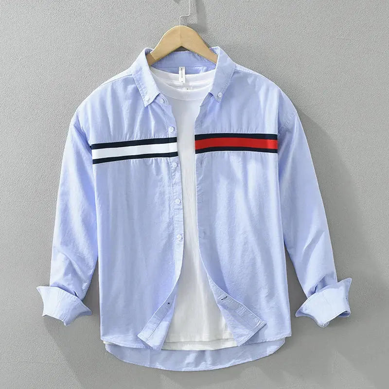 2024 Spring New White Patchwork Shirt for Men Cotton Loose Long Sleeve Shirts Fashion Men's Clothing Couture Cozy