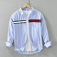 2024 Spring New White Patchwork Shirt for Men Cotton Loose Long Sleeve Shirts Fashion Men's Clothing Couture Cozy