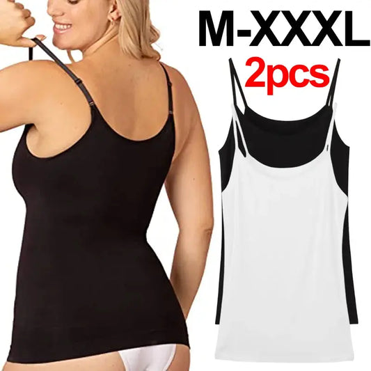 2pcs Summer Sexy Camisoles for Women Crop Top Sleeveless Shirt Sexy Slim Lady Bralette Padded Tops Strap Skinny Vest Camisole Couture Cozy