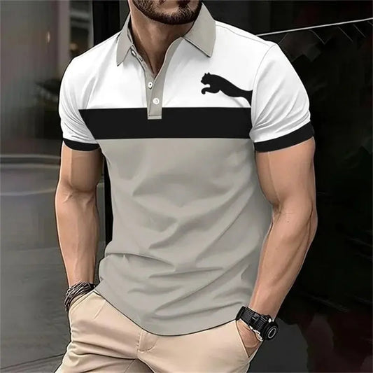 3D Printed Fashionable Personalized Men's Polo Shirt Business Casual Lapel Short Sleeved Top Summer Casual Minimalist Clothing