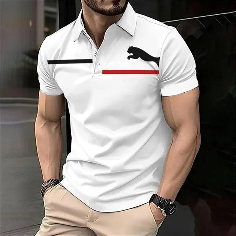 3D Printed Fashionable Personalized Men's Polo Shirt Business Casual Lapel Short Sleeved Top Summer Casual Minimalist Clothing