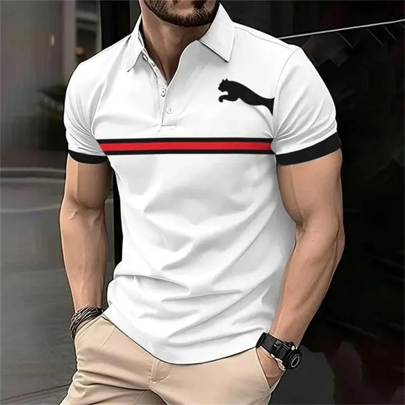 3D Printed Fashionable Personalized Men's Polo Shirt Business Casual Lapel Short Sleeved Top Summer Casual Minimalist Clothing