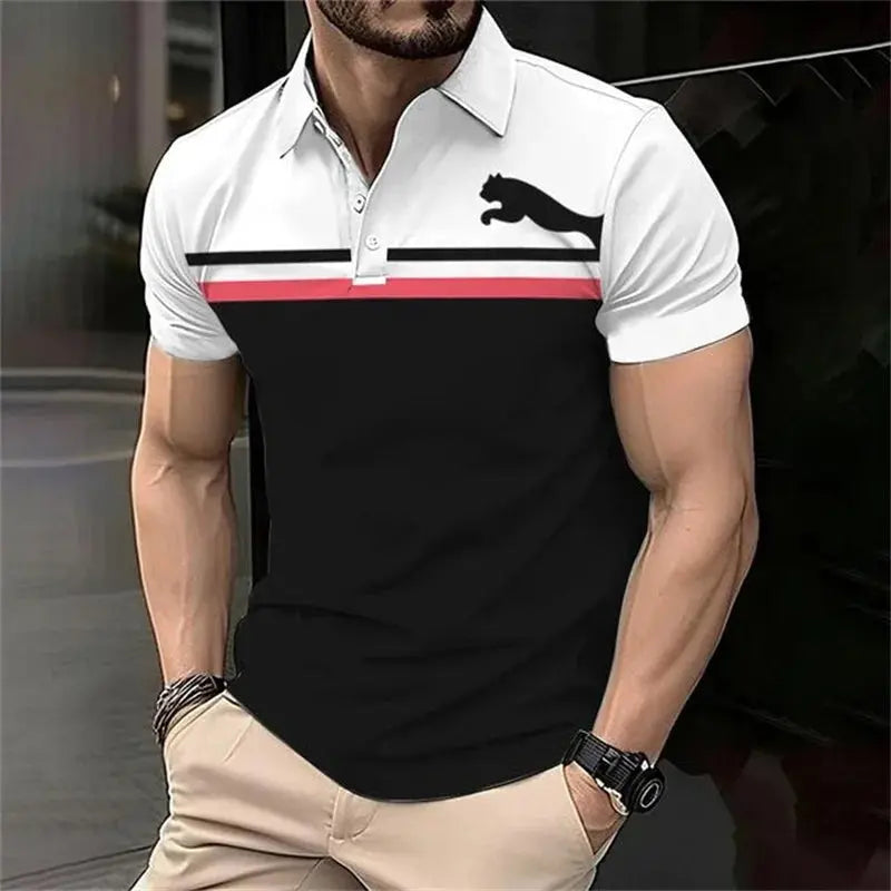 3D Printed Fashionable Personalized Men's Polo Shirt Business Casual Lapel Short Sleeved Top Summer Casual Minimalist Clothing