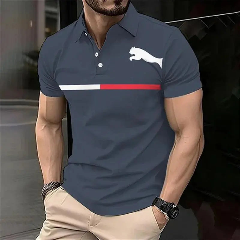 3D Printed Fashionable Personalized Men's Polo Shirt Business Casual Lapel Short Sleeved Top Summer Casual Minimalist Clothing