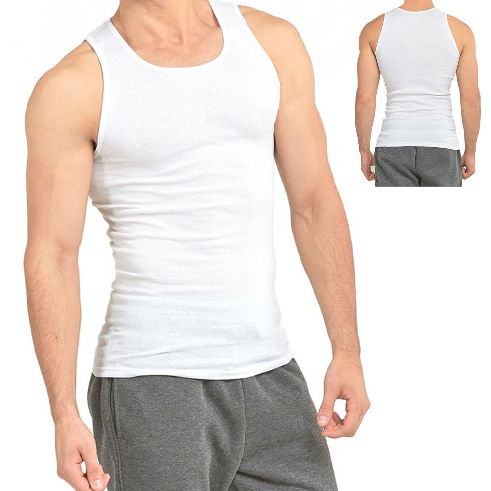 3 or 6 Packs Men's Cotton Tank Top A-Shirt Wife Beater Undershirt Ribb Couture Cozy