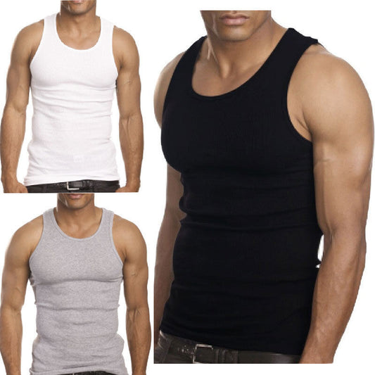 3-12 Packs Men 100% Cotton Ribbed Tank Top A-Shirt Wife Beater Undersh Couture Cozy