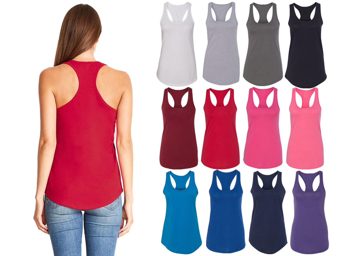 Womens RACER BACK Tank Top Light Weight Casual Basic A-Shirt Yoga Gym Couture Cozy