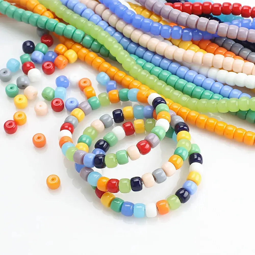 4x6mm/6x8mm Drum Shape Glass  Colorful Spacer Loose  DIY Jewelry Making Woman Necklace Beads Bracelets Jewelery Bracelet Charms - Couture Cozy