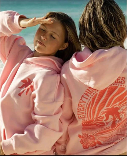 Hip Hop Street PINK PALM PUFF Printed Female Hoodies Fashion Hoodie Oversize Loose New Sweatshirts Autumn Warm Fleece Clothing Couture Cozy