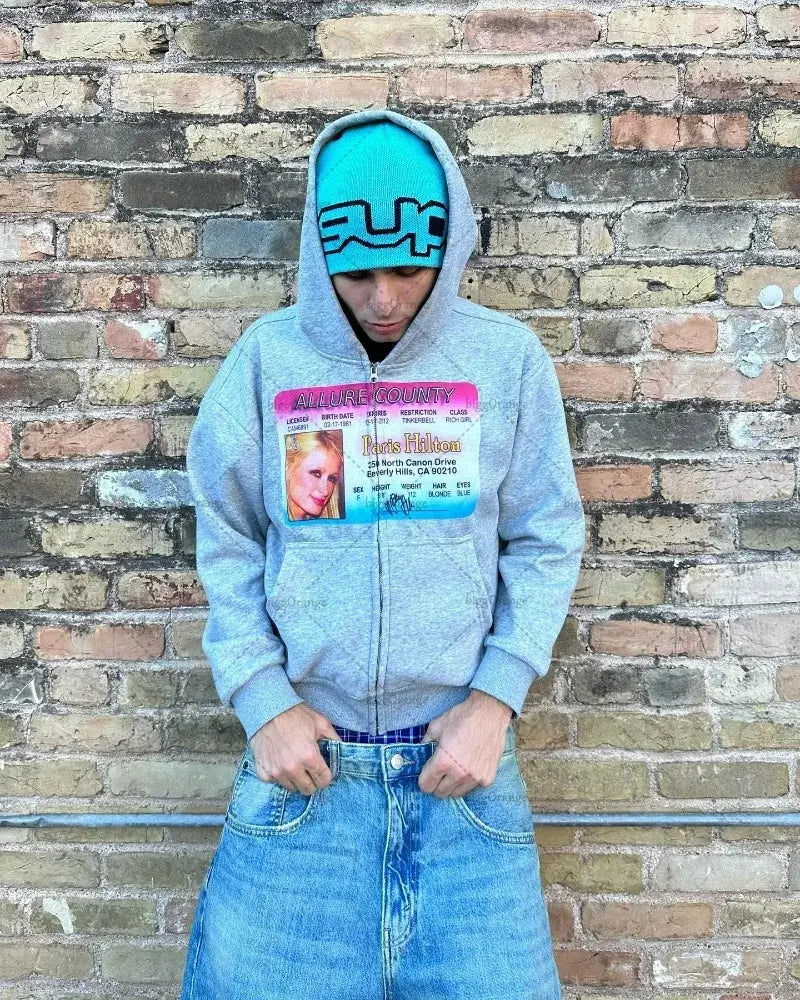 American Street Hip-hop Fashion Casual Clothing Cartoon Print Zipper Sweatshirt Men Y2k Harajuku Retro Oversized Hoodie Women Couture Cozy