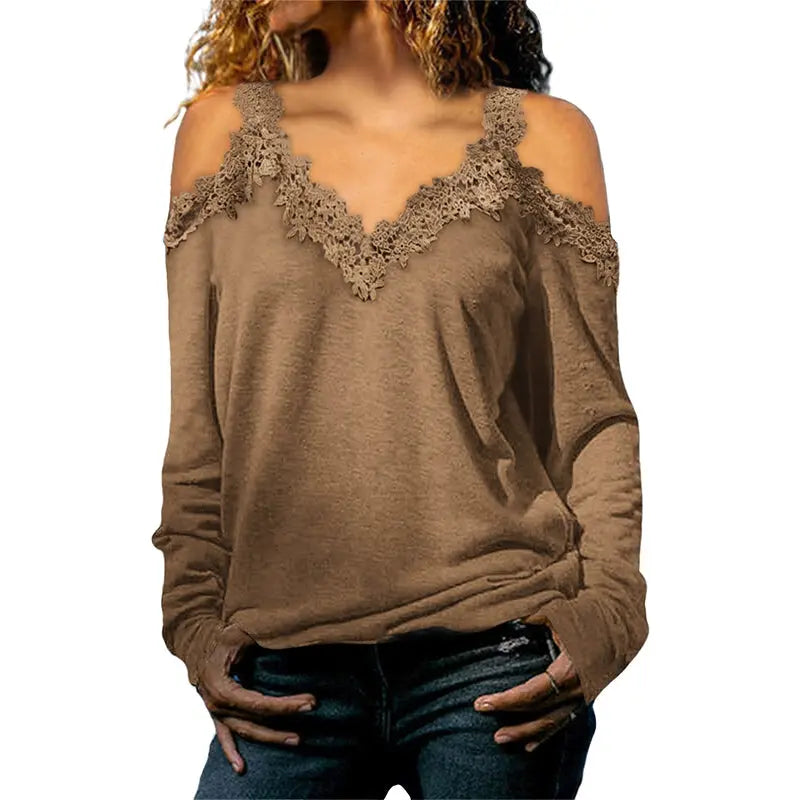 Autumn Winter Sexy Thin Trendy off-Shoulder Long-Sleeve T-shirt