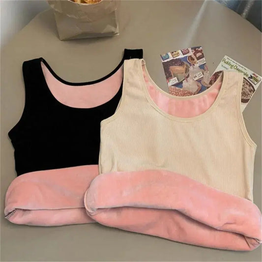 Autumn Winter Warm Women Vest Ladies T-shirt Undershirt Fleece Tank Top Underwear Thick All-match Thermal Sleeveless Lingerie Couture Cozy