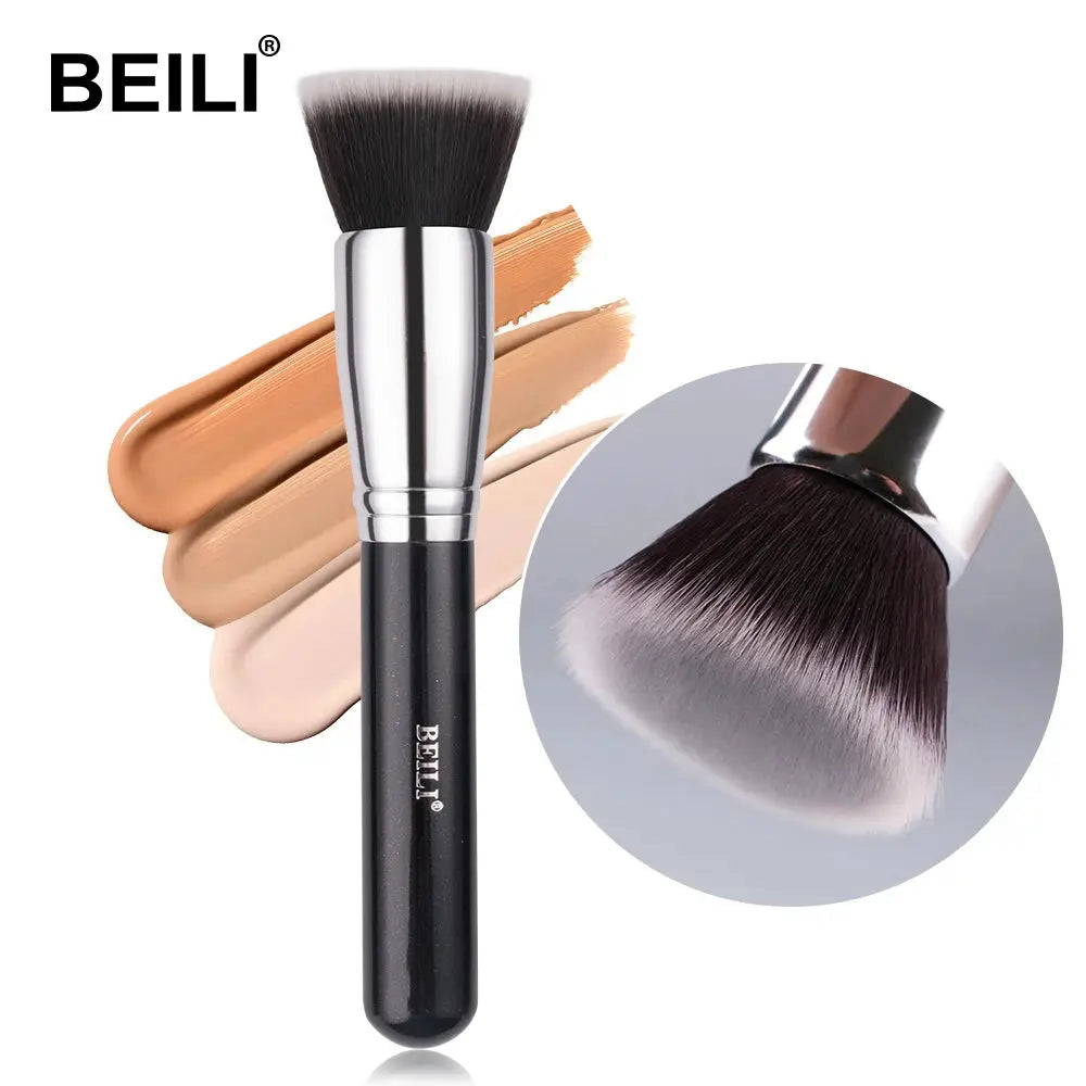 BEILI Black Big Powder Makeup Brushes Really Soft Foundation Highlight Single Professional Wool Fiber Brush Beauty Make up Tools