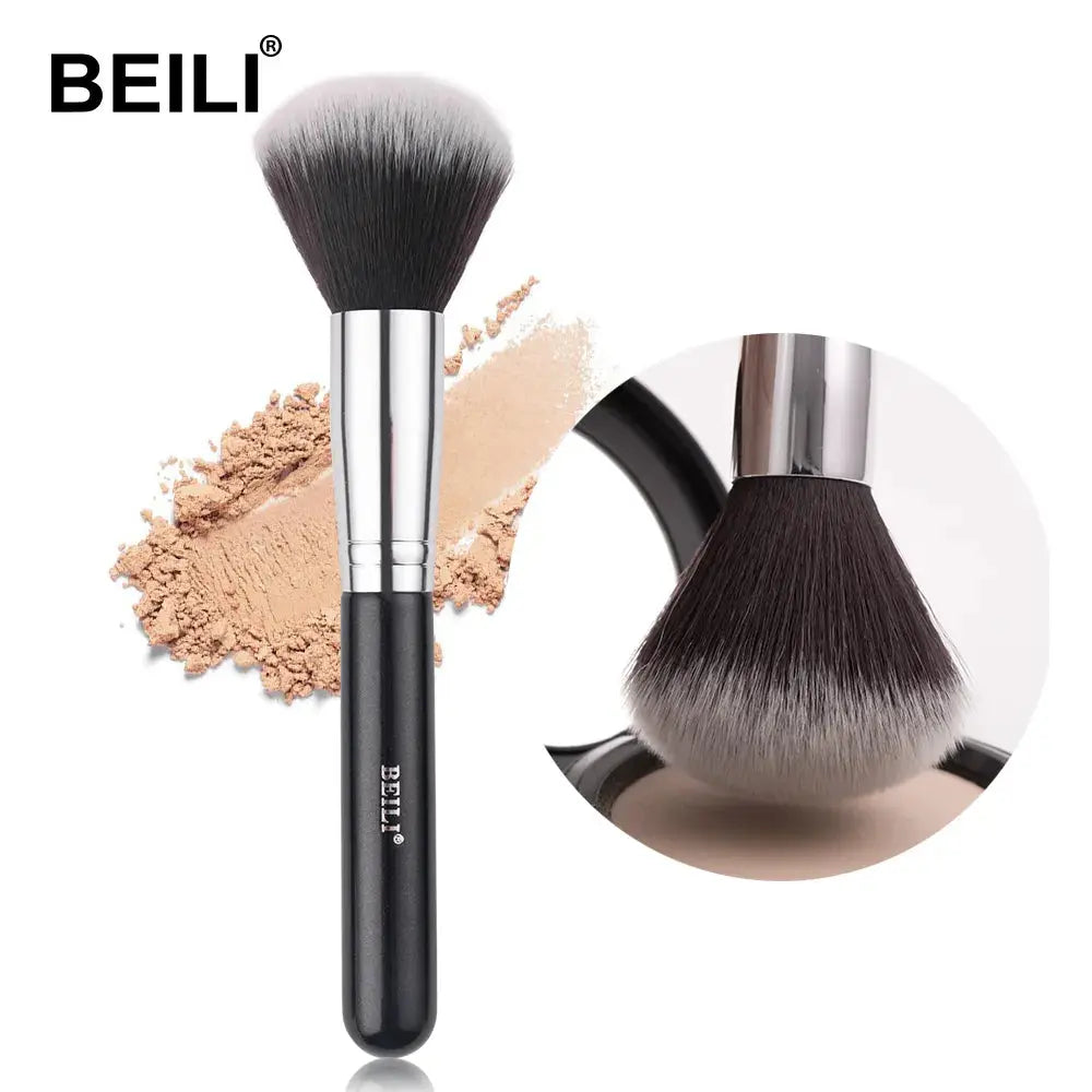 BEILI Black Big Powder Makeup Brushes Really Soft Foundation Highlight Single Professional Wool Fiber Brush Beauty Make up Tools