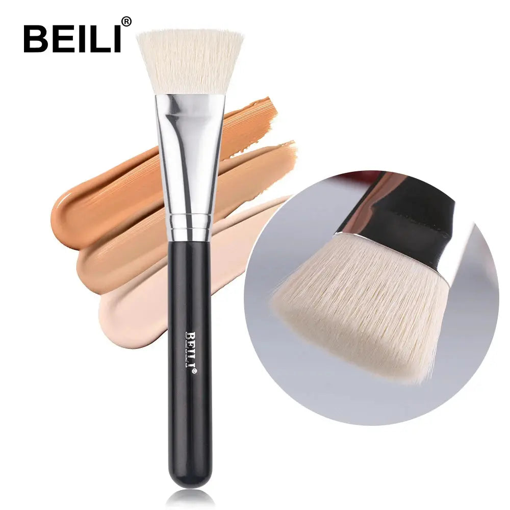 BEILI Black Big Powder Makeup Brushes Really Soft Foundation Highlight Single Professional Wool Fiber Brush Beauty Make up Tools