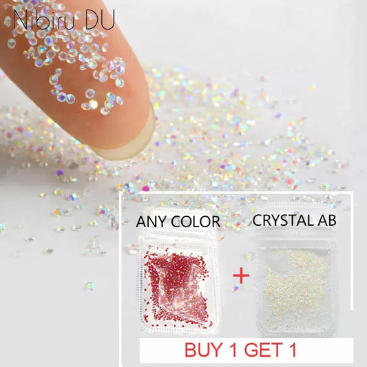 Buy 1 get free 1 Crystal 1.1mm Nail Rhinestone Crystal Glass Micro Rhinestones For 3D Nails Art Decorations Manicure Tools Couture Cozy