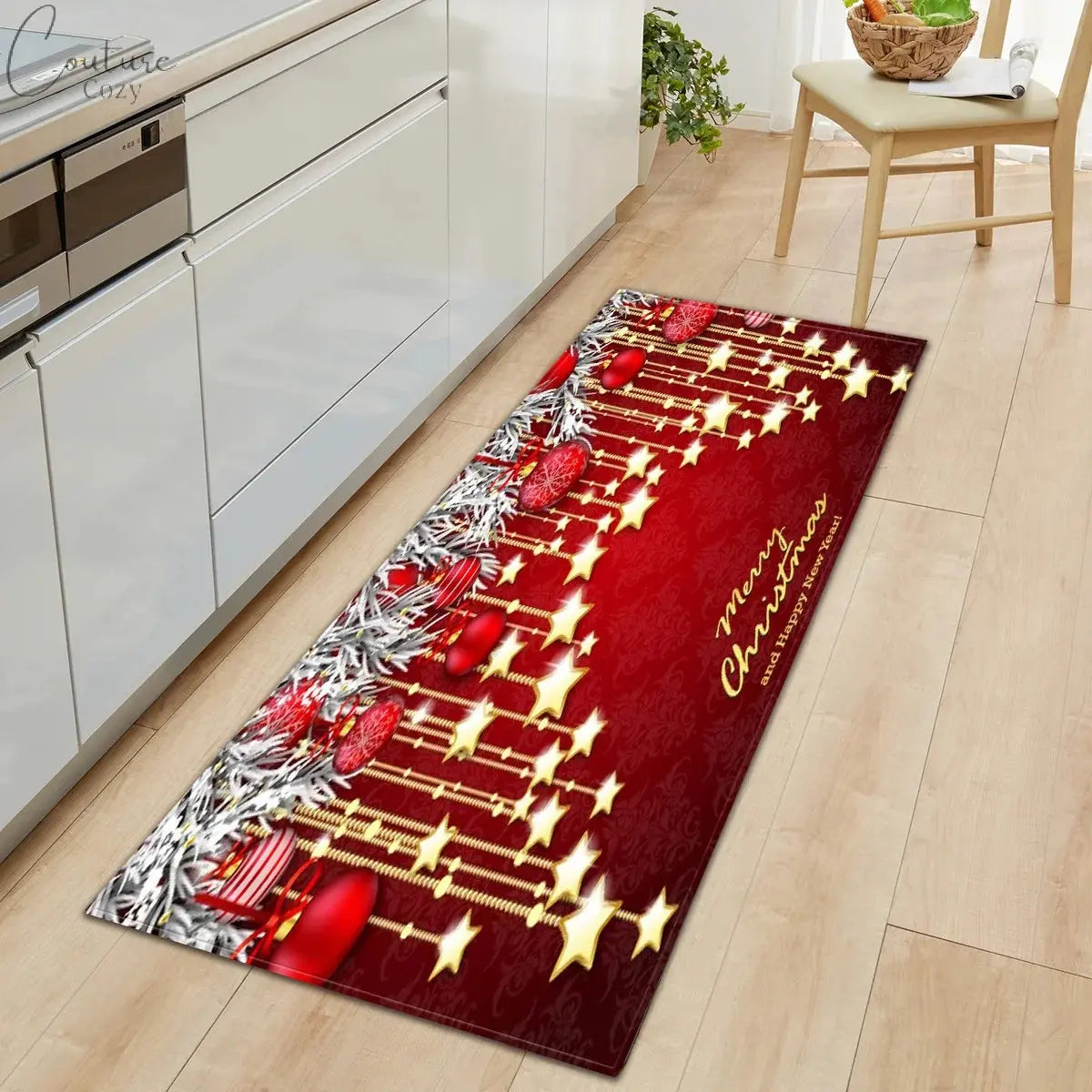 Christmas Kitchen Mats Entrance Doormat Decor Winter Xmas Hallway Balcony Rugs Bath Non-slip Foot Pad Christmas Decorations Couture Cozy