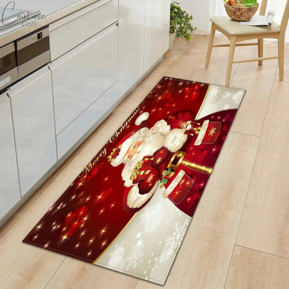 Christmas Kitchen Mats Entrance Doormat Decor Winter Xmas Hallway Balcony Rugs Bath Non-slip Foot Pad Christmas Decorations Couture Cozy