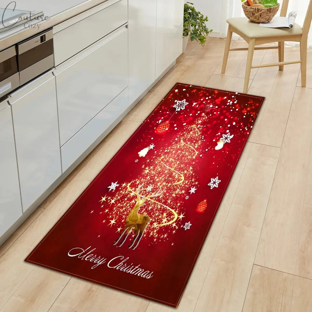 Christmas Kitchen Mats Entrance Doormat Decor Winter Xmas Hallway Balcony Rugs Bath Non-slip Foot Pad Christmas Decorations Couture Cozy