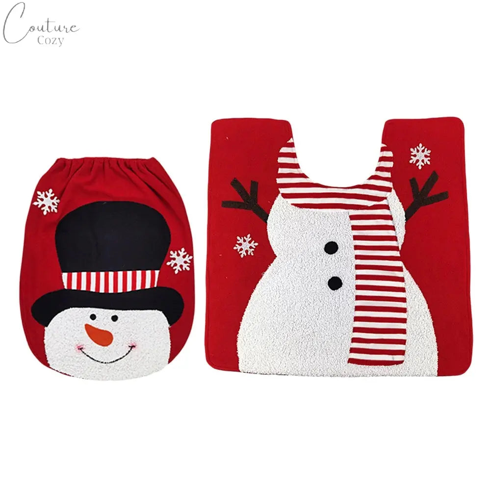 Christmas Toilet Cover Set Deer Toilet Cover Soft Snowman Toilet Cover Christmas Bathroom Decor Toilet Seat Cover and Rug Set Couture Cozy