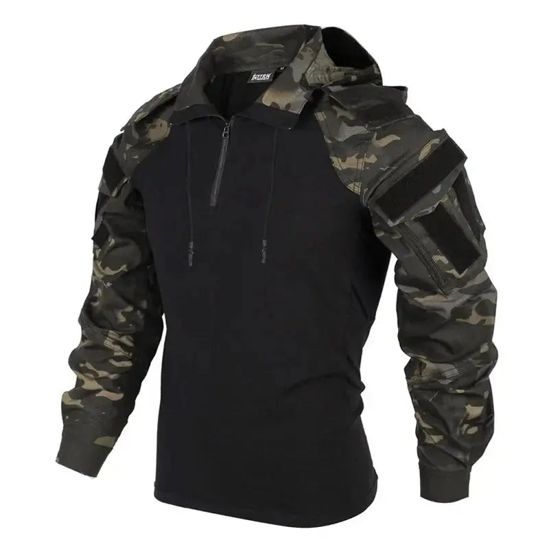 Combat Shirt Hoodies Wear resistant Tops Men Airsoft Tactical Shirts Long Sleeve Paintball Camping Hunting Clothing Couture Cozy