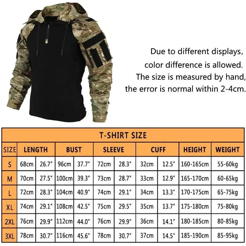 Combat Shirt Hoodies Wear resistant Tops Men Airsoft Tactical Shirts Long Sleeve Paintball Camping Hunting Clothing Couture Cozy