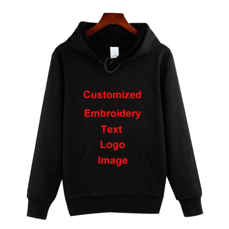 Custom Embroidery Logo Hooded Sweater Men's Loose Size Autumn Cotton Sweatshirt High Quality Tops Male Hip Hop Pullover Couture Cozy