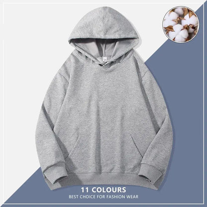 Custom Embroidery Logo Hooded Sweater Men's Loose Size Autumn Cotton Sweatshirt High Quality Tops Male Hip Hop Pullover Couture Cozy