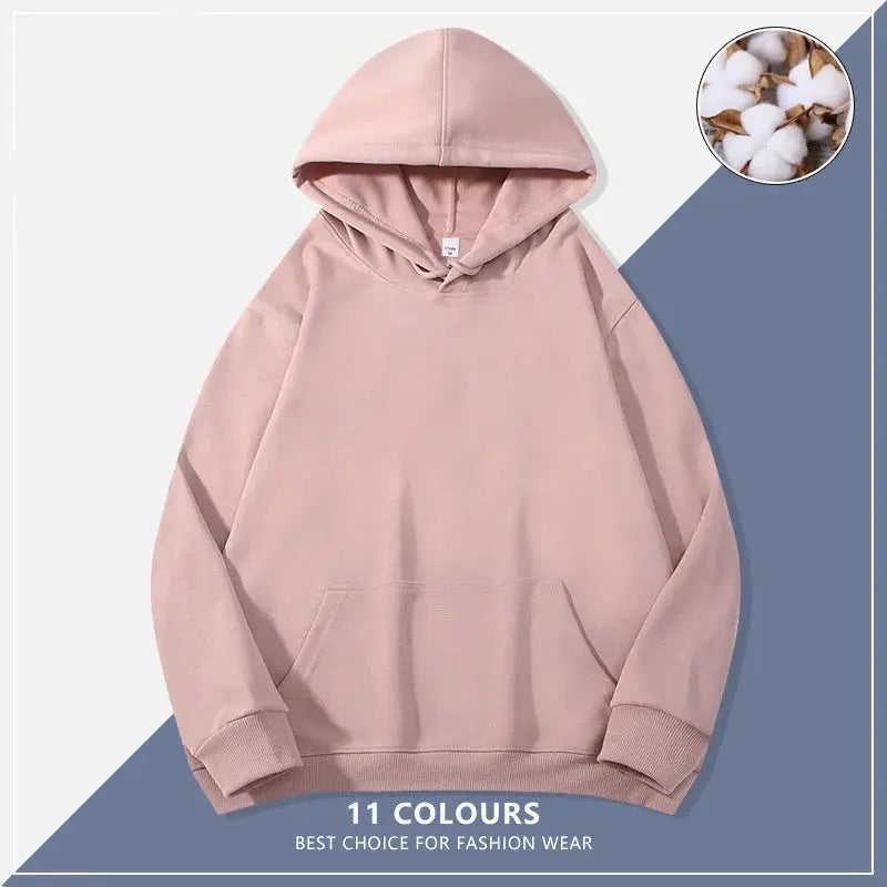 Custom Embroidery Logo Hooded Sweater Men's Loose Size Autumn Cotton Sweatshirt High Quality Tops Male Hip Hop Pullover Couture Cozy