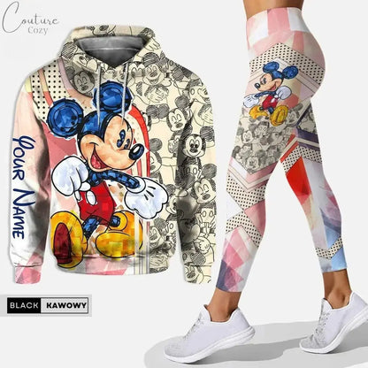 Customizename Mickey Hoodie Women's Hoodie Set Mickey Yoga Pants Sweatpants Womens Disney Yoga Hoodie Leggings Fashion Tracksuit Couture Cozy